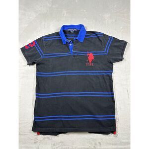 VTG U.S Polo Assn. Men's Blue Stripe Polo Shirt (L)
